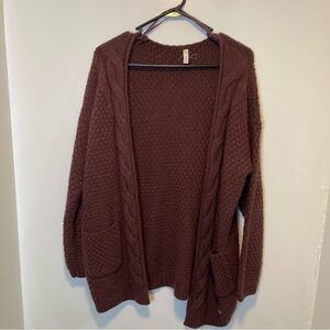 Wishlist Cozy‎ dark plum Cable Knit Sweater cardigan women’s size M/L